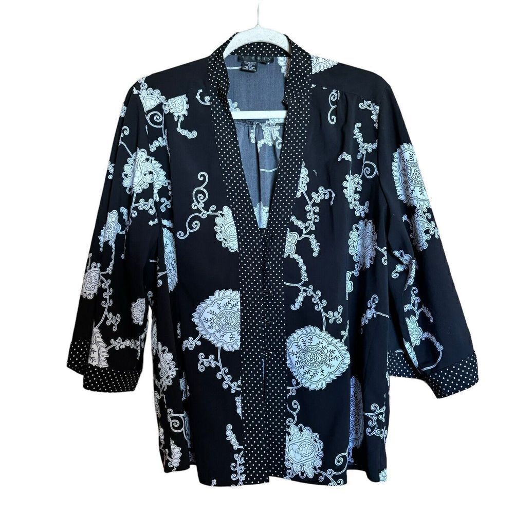 Ninety Shirt Womens Large Multicolor Paisley Mixed Print Stretch Blouse Ladies